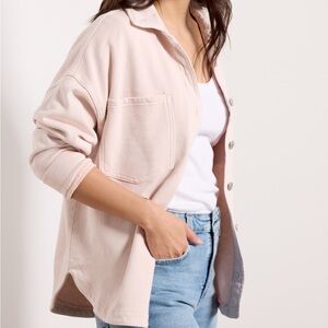 Z Supply All Day Knit Denim Shacket in Rose